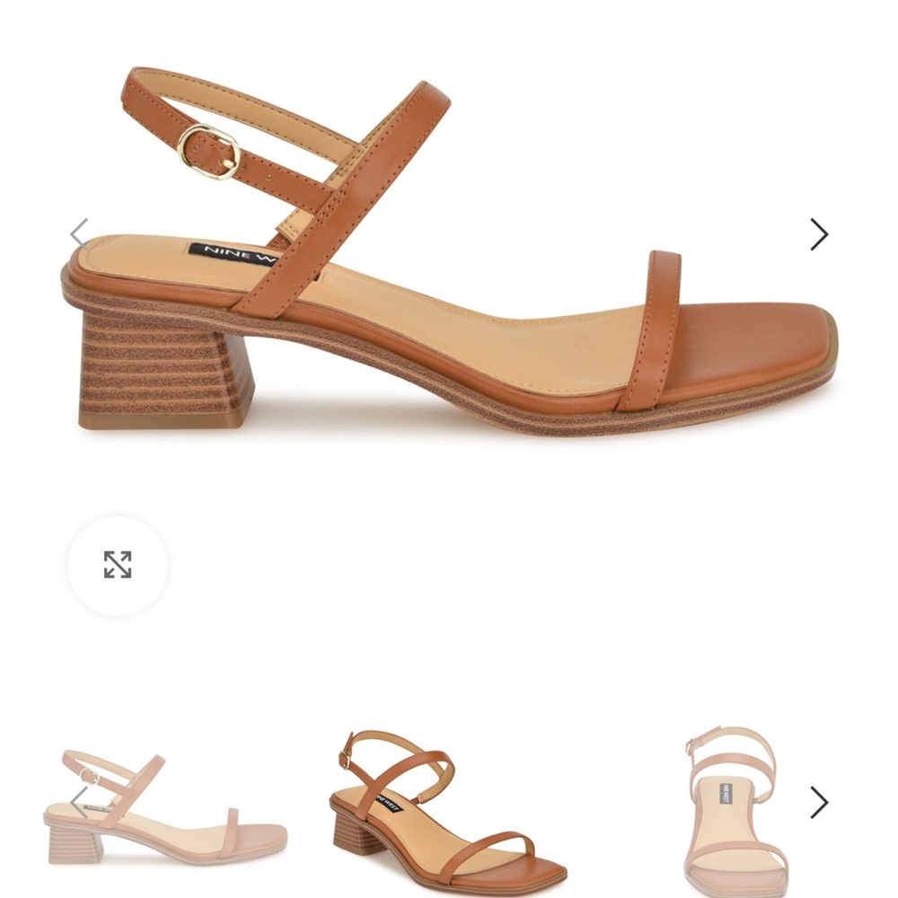 Nine West Tan Strappy Block Heel Sandals (New!)